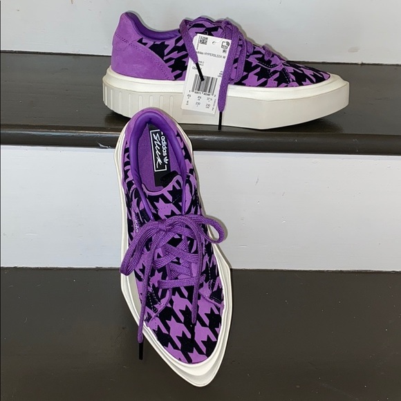 Adidas Hypersleek Houndstooth Platform Sneaker 5.5 Purple Black - Picture 7 of 8